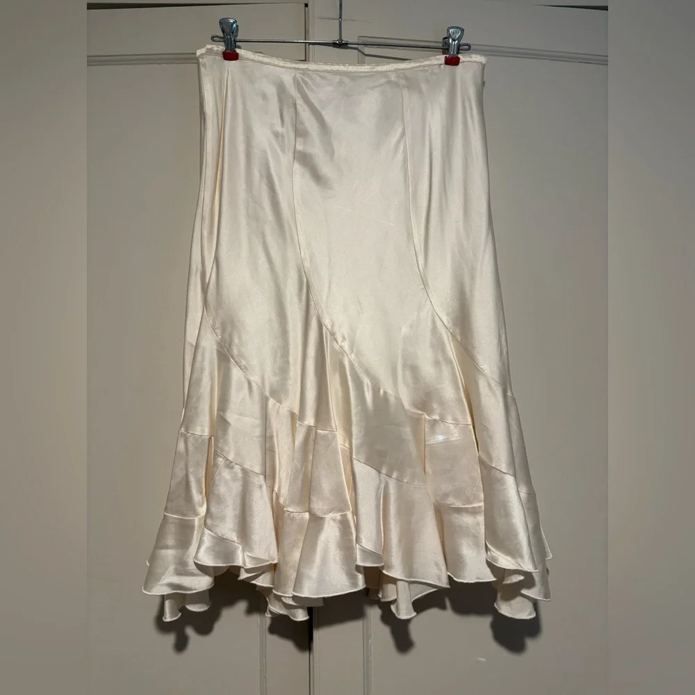 Margaret O'Leary Silk Cream Midi Skirt - Picture 1 of 4